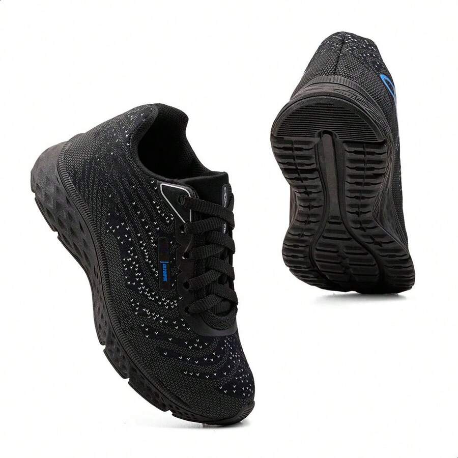 Tênis Infantil Respirável Para Dia a Dia - Preto e Azul - Visão 1