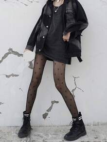 1pc Y2K Sexy Bow Tie Pantyhose, Lightweight, Suitable For Spring/Summer - Black - View 2