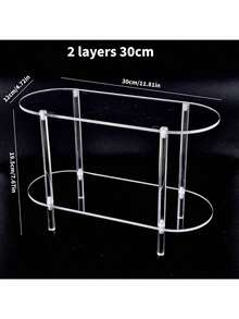 1pc Transparent Acrylic Display Stand, 1/2/3 Tier Large Oval Display Rack, Suitable For Dolls, Accessories, Jewelry, Cosmetics, Transparent Storage Rack, Perfume Stand, Easy To Assemble - Clear - View 12