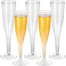 10个可重复使用的透明香槟杯，适用于派对、婚礼、庆典、婚庆和生日用品，以及家居和派对装饰 - 彩色 - 查看 18