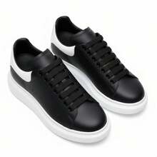 Tênis Masculino Casual Premium Design Moderno - Preto e Branco - Visão 3