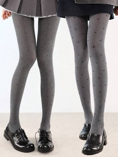 1pc Velvet Black Polka Dot Pantyhose, Retro Fashion Wear, Grey Cozy Tights