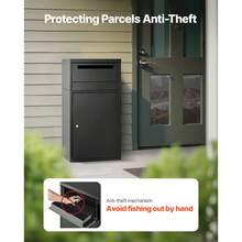 Package Delivery Boxes For Outside, 35.8 In Mailbox For Parcel With Lock, Galvanized Steel Package Drop Box With Anti-Theft Design, Weather-Resistant Package Mailbox For Home And Office, Black - Black - View 2