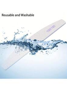 20pcs Grey Crescent Nail Files, Double-Sided Nail Buffers, 100/180 Grit, For Nail Shaping And Grooming - Multicolor - View 10