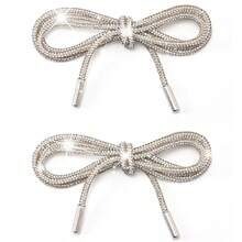 1pair White Rhinestone Shoelaces With Rhinestone Decoration, Fashion Diy Lace For Sneakers And Athletic Shoes Summer Party - White - View 8