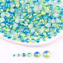 Fancy Multi Rainbow Colors, 2MM-10MM, 7 Sizes , Flatback Half Round ABS Pearls , Glue On Jewelry Beads Stones Diamond 3D Pattern Design Accessories Glitter Manicure Decal Decorations For Clothes,Bag,Shoes,Cups,Phone Covers,Handicrafts,Diy Trim.