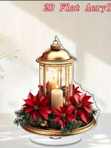 1 Stück Vintage Weihnachtskerzen Tischdekoration, multifunktionale rote Kerze Tischdekoration, Blumenmotiv, Acryl 2D flaches Material, geeignet für Zuhause, Café, Büro Dekoration, perfektes Wintergeschenk zu Weihnachten, Thanksgiving, Valentinstag Weihnachtsdekoration Zuhause Weihnachtsgeschenke Weihnachtsdekoration