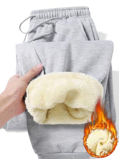 Pantalones para hombre para exteriores, con forro térmico, pantalones de chándal casuales para otoño/invierno, con forro polar