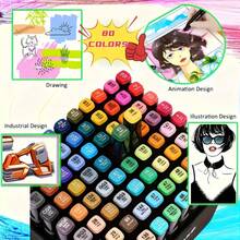 12/24/36/40/48/60/80/100/120/168/204/262色双头马克笔，艺术绘画马克笔套装，含笔架和笔袋，手写设计笔套装，专业美术用品，文具礼品，圣诞节和生日礼物 - 彩色 - 查看 6
