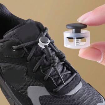 1 Pair Elastic No Tie Shoelace Fasteners, Spring Buckle Locking Devices For Men & Women Sports Shoes, Slouchy Lace Locks