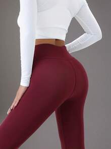 Sport High Waisted Seamless Leggings For Women - Slim Tummy Control Butt Lifting Legging For Running Cycling Yoga Pickleball Exercize Casual - 紅色 - 查看 2