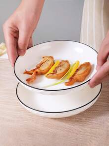 9/7/4/2 件套竖条纹陶瓷餐盘套装，7 英寸，适用于烤箱和微波炉，可用于家庭、餐厅，盛放沙拉、牛排、甜点和面包。