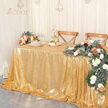 -COOL - Mantel Rectangular de Lentejuelas para San Valentín, Navidad, 60 x 102 Pulgadas, sin Costuras, Tela de Lentejuelas Rojas, para decoración(228.6 x 228.6 cm (Rectangular) Dorado) - Multicolor - Ver 7