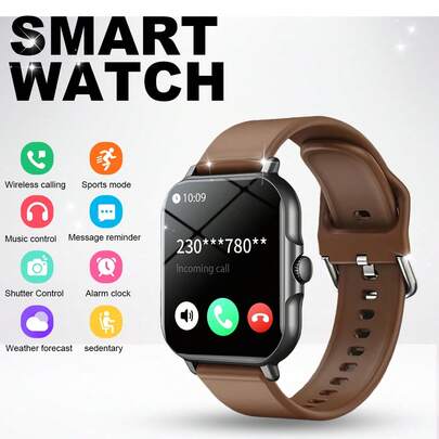 Smartwatch de alta definición con pantalla táctil completa de 1.83", compatible con llamadas inalámbricas, recordatorios de texto, alarma, múltiples modos deportivos, cámara remota, reproducción de música, compatible con teléfonos inteligentes Android y Windows, adecuado como regalo para Año Nuevo, San Valentín, Pascua, Día de la Madre, Día del Padre, Halloween, Acción de Gracias, Navidad