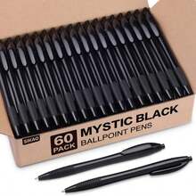 Sikao Pens Bulk, 60 Pack Gripped Slimster Ballpoint Pens Black Ink 10mm Medium Point Smooth Writing, Click Pens With Comfort Grip For Teachers, Students, Restaurant Servers, School &Amp; Office Use - ColorA - 查看 1
