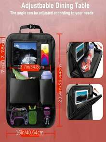 2 Pieces Car Rear Seat Storage Bag With Stacked Desktop Tray And Built-In Tablet Stand, Multi Pocket Backseat Organizer With Six Storage Pockets For Toys Snacks Cups Phones Chargers And Books, Universal Car Seat Backrest Protector Kick Pad And Spill Guard, Foldable Travel Accessories For Family Road Trips Kids Entertainment Long Drives Commuting Airport Transfers Outdoor Adventures Holiday Gift Prep - Multicolor - View 11