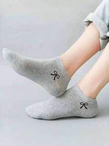 1/9/15 Đôi tất Unisex, Mềm mại & Thoáng khí, Tất thể thao, Tất thời trang, Tất ngắn màu trắng/đen/xám, Họa tiết nơ, Kiểu dáng đơn sắc tối giản, Thích hợp để mặc hàng ngày - Nhiều màu - Xem 6