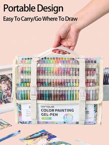 Languo 168支装收纳袋笔记本笔套装，高性价比记事笔，绘画涂鸦笔记本书写马克笔，强效覆盖，均匀出墨，美术用品马克笔，用于书写笔记 [适用于专业艺术绘画用途] 适合日常送礼 - 套裝 - 查看 9