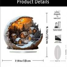 Charming Crescent-Shaped Acrylic Christmas Decoration Sign - Suitable For Doors, Windows, Or Tabletop Display, Built-In Stand, No Power Required - Perfect For Any Room - Multicolor - View 6