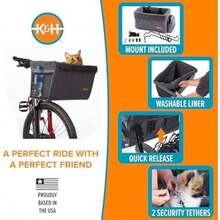 K&H PET PRODUCTS Cesta de Viaje para Bicicleta, para Mascotas, Color Gris, Grande, 12.5 x 16 x 13 Pulgadas(Cesta de montaje frontal grande) - Multicolor - Ver 4