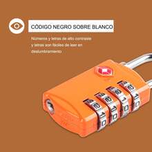 2 Paquetes de Cerraduras de Equipaje de 4 ígitos de Zinc, Aprobadas por la TSA - Color Naranja - Naranja - Ver 4