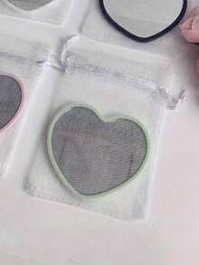 1PC/10pcs Heart-Shaped Portable Mirror Sets, Including Mirrors And Drawstring Pockets, Compact And Lightweight, It Is Suitable For Travel And Home Decoration, And Can Be Given As A Gift For Birthdays, Party Gifts,Valentine's Day Gift