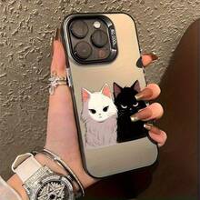Estuche para Teléfono con Diseño de Gatito en Blanco y - Funda Protectora de Alta Calidad Compatible con Múltiples Modelos de : 16, 15, 14, 13, 12 Pro Max, 14 Plus, 16 Plus, Serie 15 Pro - Regalo Popular de Cumpleaños o Empresarial para Amigos o Parejas, Diseño Nuevo Duradero Unisex - Oscuro-575 - Ver 4