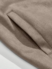 Men's Faux Suede Fleece Casual Jacket, Suitable For Outdoor Wear, Zipper Design, Suitable For Spring And Autumn, Autumn Jacket, Gift For Men - Camel - View 6