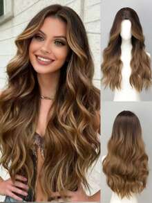 28-32 Inch Elegant Pink Long Curly Synthetic Wig With Natural Bangs, Wavy Curly Synthetic Wig Suitable For Women - Heat Resistant Fiber, Natural Middle Part, Full Curl, Suitable For Daily Wear, Parties And Halloween - Multicolor - View 15