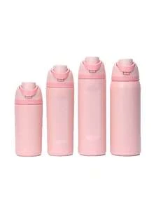 Insulated Stainless Steel Water Bottle With Straw, Sports Water Bottle, Great For Travel, 24 Oz, Denim - Pink - View 3