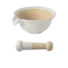 陶瓷研钵和研杵套装 - 厨房必备工具，可用于研磨大蒜/香料（2 种颜色）