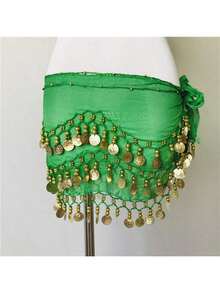 1 st höfthalsduk för magdans, söt magdanskjol med myntdekorationer, höfthalsduk/bälte i egyptisk stil för magdans, magdanshalsduk i chiffong för kvinnor, lämplig för yoga, zumba, magdans, höfthalsduk för kvinnor med fransar, paljettkjol med holografisk franskjol - denimoutfit för kvinnor | strandklänning, karneval, fest - Multifärgad - Visa 15