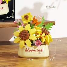 12pcs Micro Granule Flower Pot Building Block Set/Building Block Flower Pot, Eternal Spring/Suitable For Desktop Decoration, Display Collection/ Floral Art, Create Warm Home/A Wonderful Gift For Family, Friends, Couples/Made Of ABS Material - Multicolor - View 11