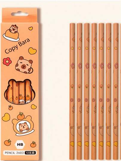 4 piezas de lápices con gomas de borrar con temática de capibara para volver a la escuela, adecuados para artistas y estudiantes, con adorables ilustraciones de capibara para dibujar, hacer bocetos y escribir (empacados)