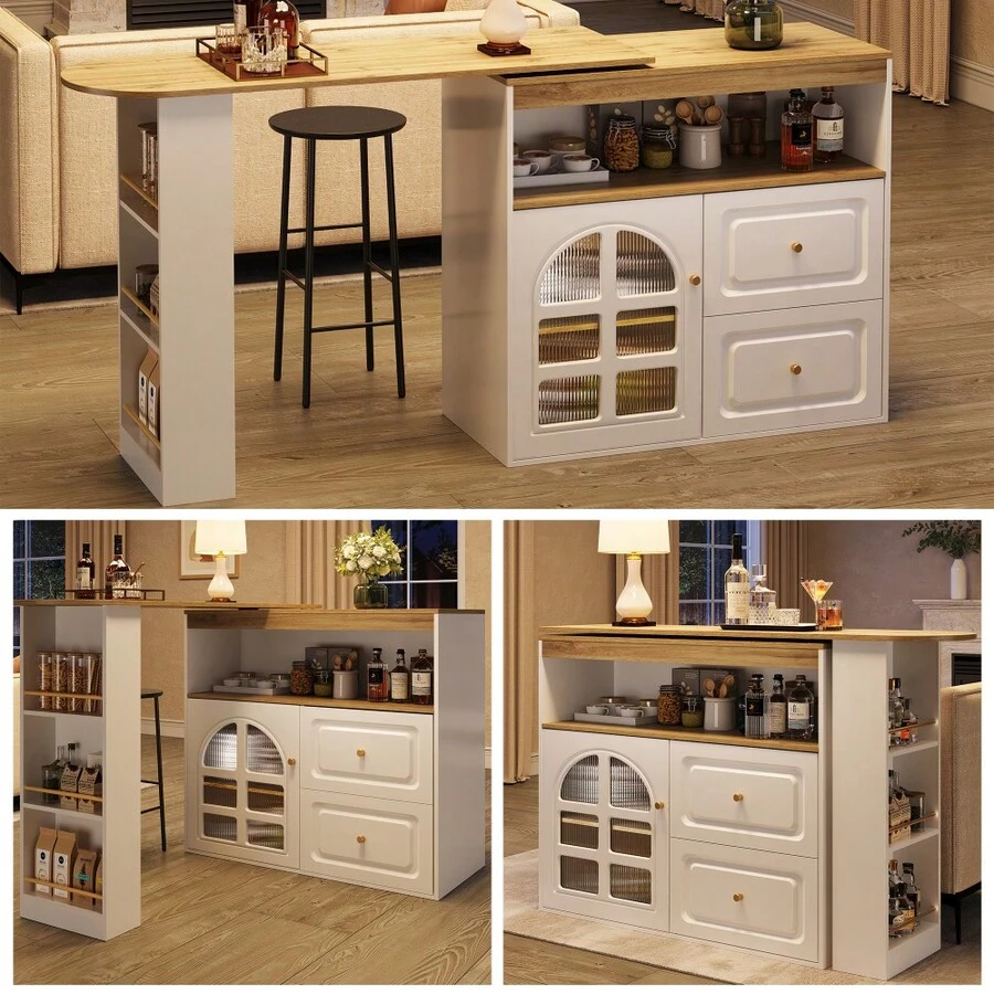 Mesas de bar - Blanco + MDF - Ver 1
