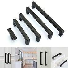 1pc/4pcs Black Square Cabinet/Drawer/Wardrobe Handles, Furniture Kitchen Door Knobs - Black - View 1