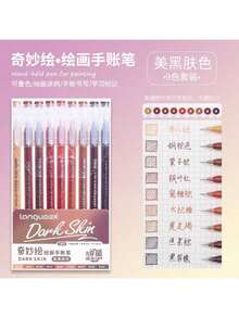 6支/9支装朗奇炫彩渐变色笔/荧光笔,0.5mm笔尖,透明笔杆,适用于绘画、标记、学生笔记、素描、手册制作、办公用途 - 彩色 - 查看 13