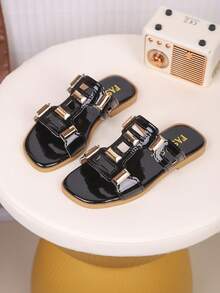 2026 New Children's Fashion Casual One-Piece Sandals, Neutral Style, Design, Suitable For Summer. Stylish, Elegant, Simple, High-Quality Children's Footwear. - Black - View 7