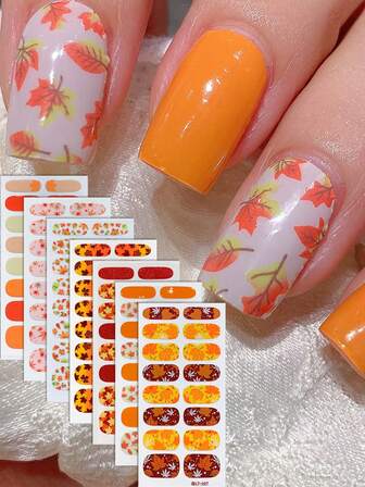 7 st. leopardmönster, blommiga, enfärgade, glitternagelstickers heltäckande, lämplig för kvinnor och flickor nagelkonst gör-det-själv