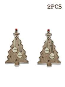 LICVIC Custom Christmas Decorations, Personalized Christmas Tree Decorations, Customized 1-7 Names Ornaments, Customizable Christmas Decor, Diy Ornaments, Christmas, Living Room Decor, Outdoor, Garden, Double-Layer Wooden Pendant, Christmas Crafts, Room Decor, Mom, Dad, Family,Elegant Living,Artful Living - Style a - View 12