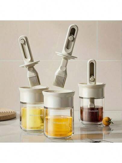 1 Pink/White Oil Dispenser With Brush And 10 Sheets Of Blotting Paper. Glass Storage. Olive Oil Dispenser With Expandable Silicone Brush And Locking Cap. Perfect For Kitchen Cooking, Vinegar Sauces, Grilling, Frying. Grilling Supplies. Easy-To-Clean Silicone Oil Brush With Integrated Dispenser - Ideal For Grilling, Baking, And Outdoor Cooking.