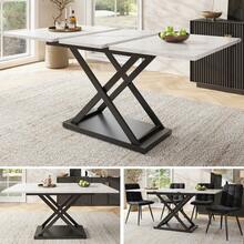 Dining Tables - White+Black+MDF+Metal - View 1