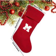 Medias navideñas de 42 cm con monograma de 26 letras, tejidas con letra bordada, decoraciones de Navidad para fiestas familiares navideñas (rojo T) - Rayas Verdes - Ver 8