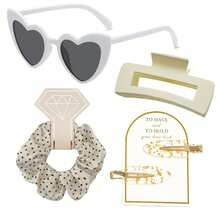 伴娘礼盒4件套，包括伴娘发夹、伴娘发箍、伴娘太阳镜，新娘派对礼物，丝缎柔软发饰，伴娘婚礼礼物，女士（绿色） - 4pcs - 查看 40