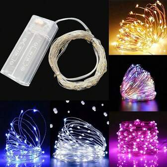 1 pieza 10/20/30/50/100/200 LED 1m/2m/3m/5m/10m/20m Luces de hadas de alambre de cobre, adecuadas para decoración de vacaciones, bodas, fiestas, regalos, dormitorios, salas de estar, hogar, jardín, despedida de soltero [Baterías no incluidas], Luces de decoración de Ramadán