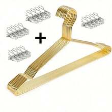 10pcs 17" Heavy Duty Gold Metal Hangers - Stainless Steel, Wide Spaced, Suitable For Coats, Suits, Essentials For Organizing | Modern Hanger Design | Durable Clothing Support, Garment Hangers - Gold - View 14