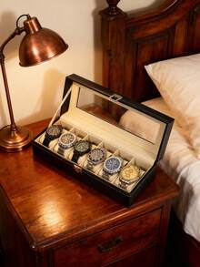 1 pieza Caja de reloj de cuero, Estuche de exhibición de almacenamiento de relojes, Decoración del hogar, Caja de exhibición de mercado de pulgas, Caja de regalo elegante y minimalista - Multicolor - Ver 8