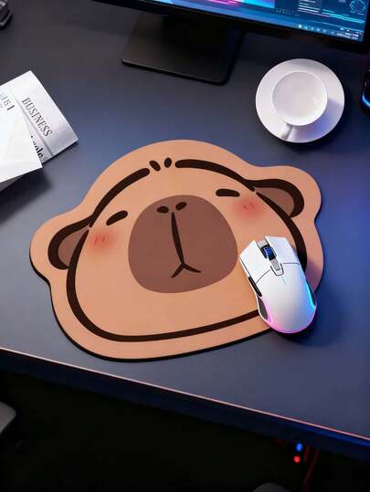 1个/2个装水豚鼠标垫，书写垫，办公桌垫，桌面垫，防水PU皮革，防滑绒面革，多种图案，游戏鼠标垫，桌面保护垫，多种颜色可选