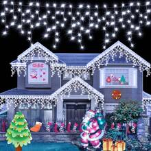Serie Luces Navideña Cadena 200 Led 20 Metros 8 Modos Cable Transparente Decorativa Luz Multicolor Adorno Navidad Hogar Interior Exterior - Blanco - Ver 1