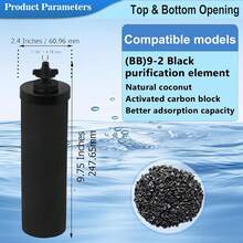 NSF/ANSI 42 Certified Black Purification Elements, For BB9-2® Water Filters Replacement, Compatible With Berkey Gravity Filtration System, Replacement For Berkey Black Filter, Pack Of 2 - màu đen - Xem 5